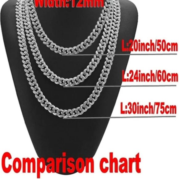 New Cuban Chains 18K white gold Plated Iced-Out Necklace - Picture 3 of 8